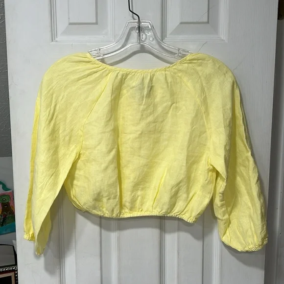 Zara girls NWT size 10 button down cropped linen shirt. - Picture 4 of 4